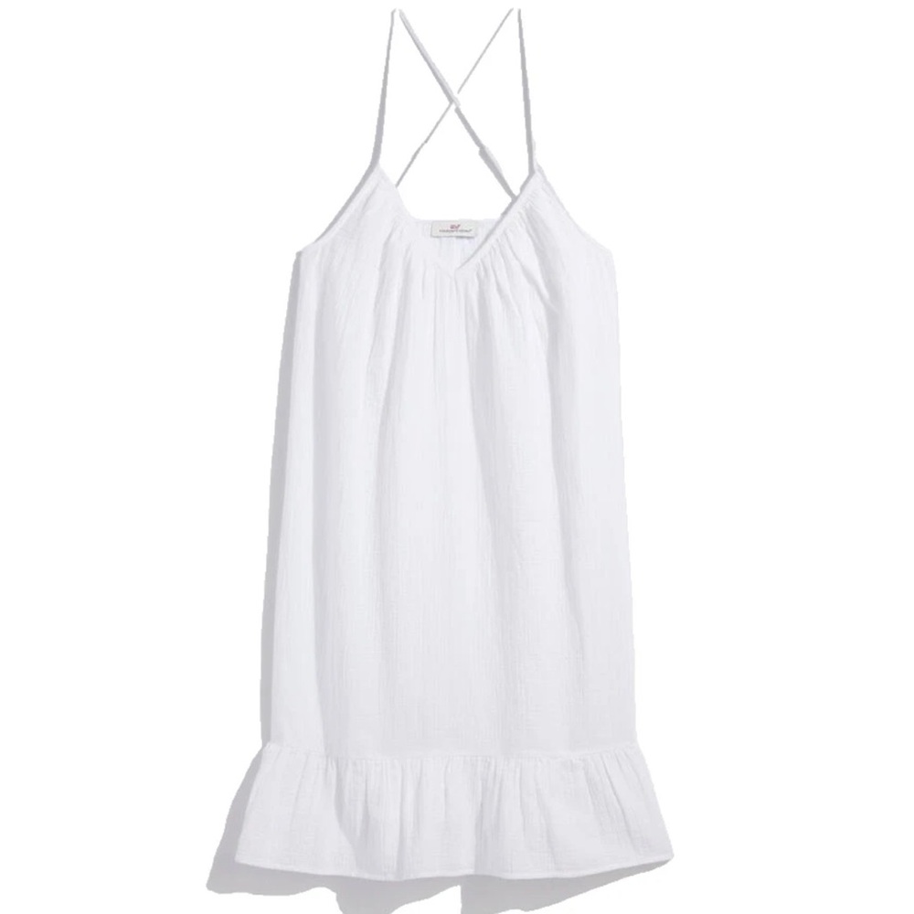 NWT Vineyard Vines Womens White Midi Cotton Cover Up Swim Poolside Dress Size M